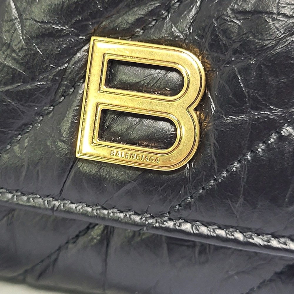 Balenciaga Black Quilted Clutch with Gold Chain. - Picture 3 of 14